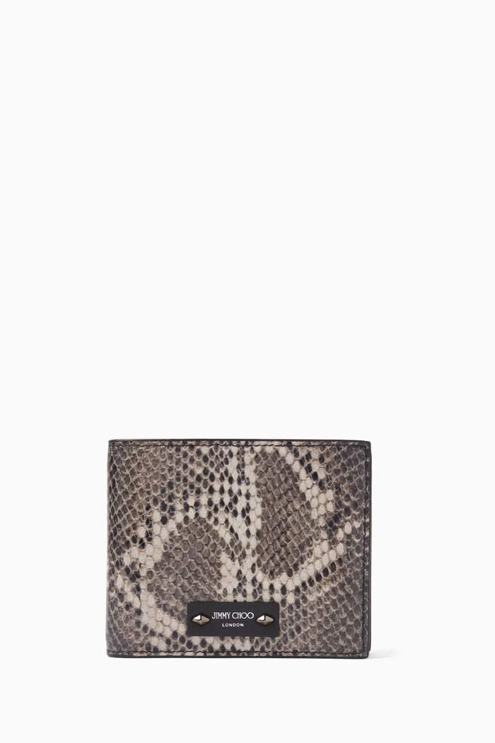 

Luka Billfold Wallet in Snakeskin-print Leather, Black