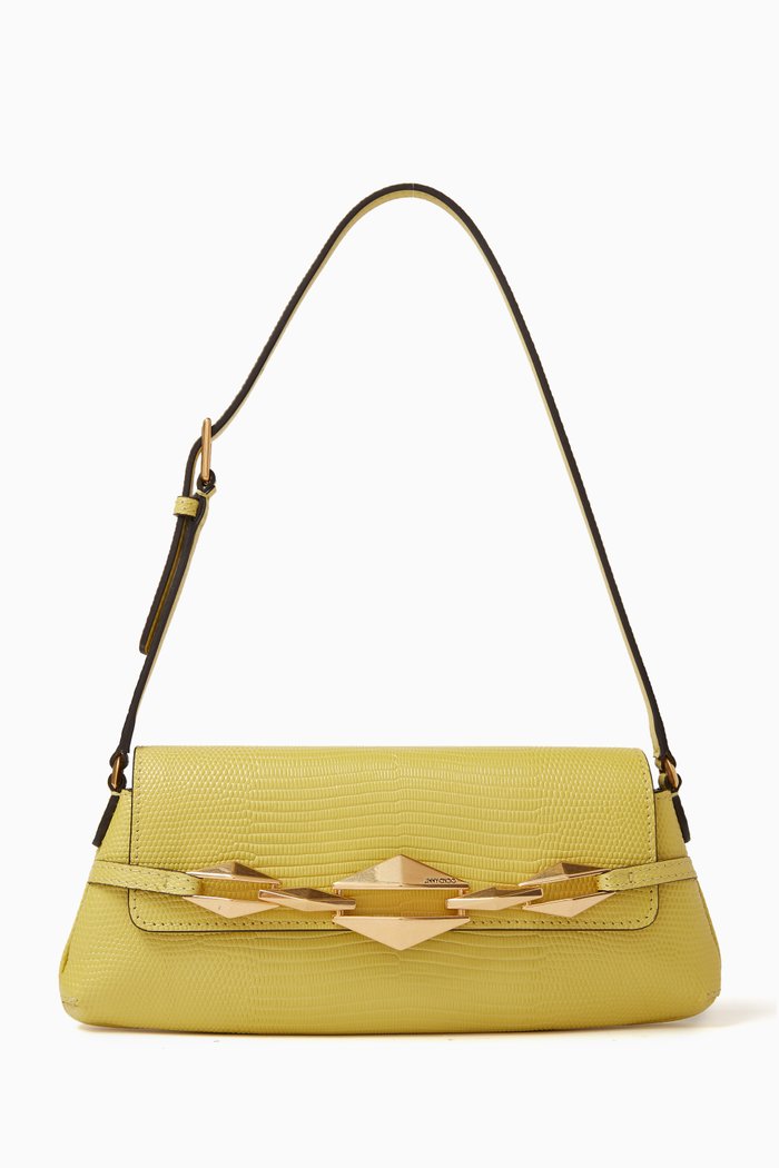 

Diamond Shoulder Bag in Lizard-embossed Leather, Yellow