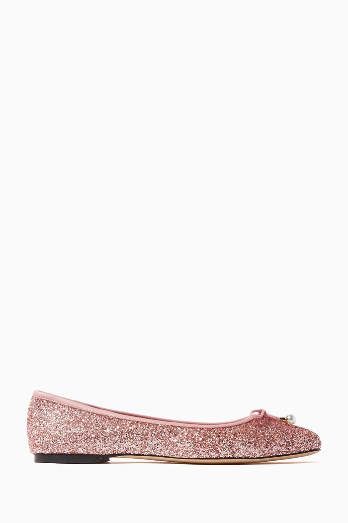 

Elme Slip-on Flats in Glitter Leather, Pink