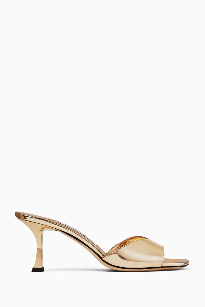 

Skye 70 Mules in Metallic Leather, Gold
