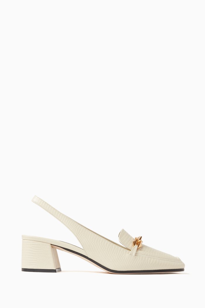 

Diamond Tilda 45 Slingback Pumps in Embossed Leather, White
