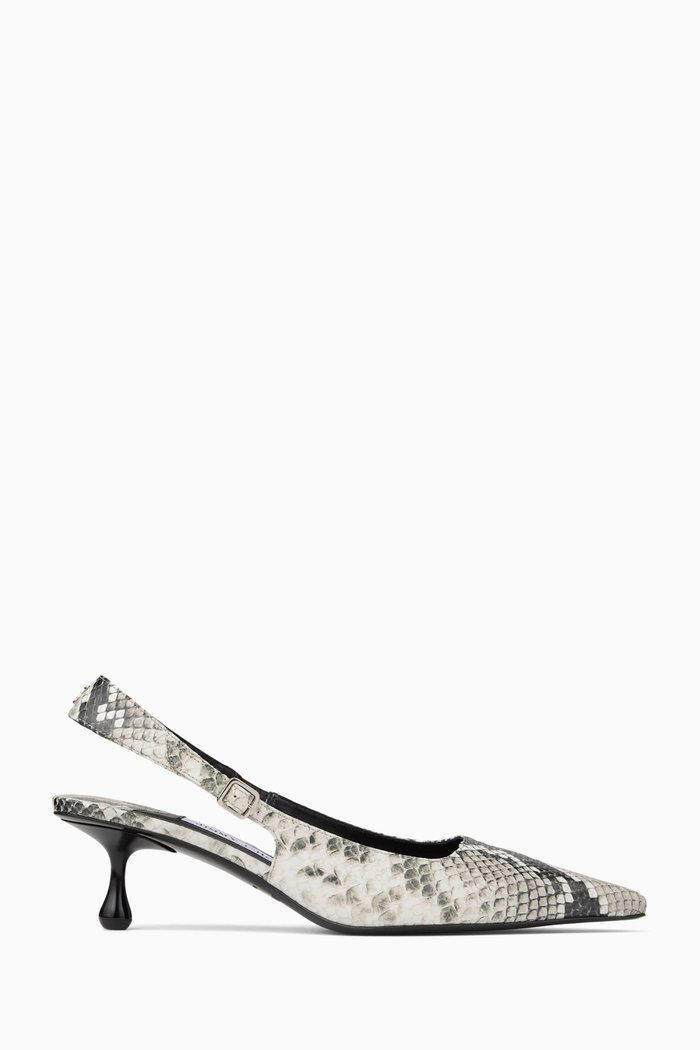 

Amel 50 Slingback Pumps in Snake-print Leather, Silver