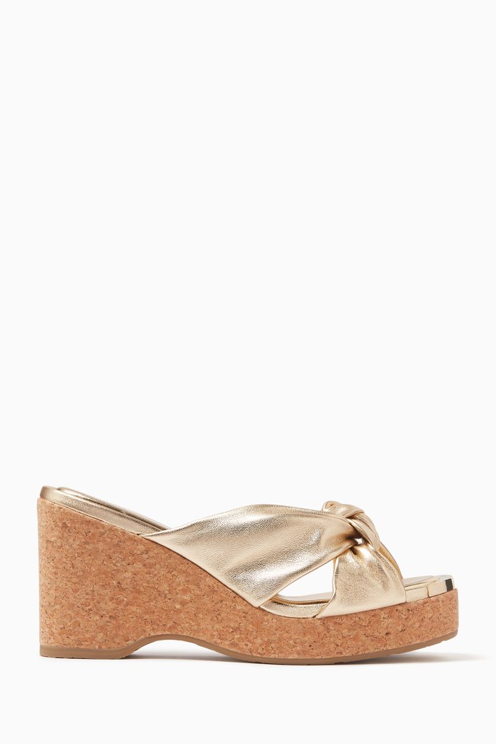 

Avenue 95 Wedge Sandals in Leather, Gold
