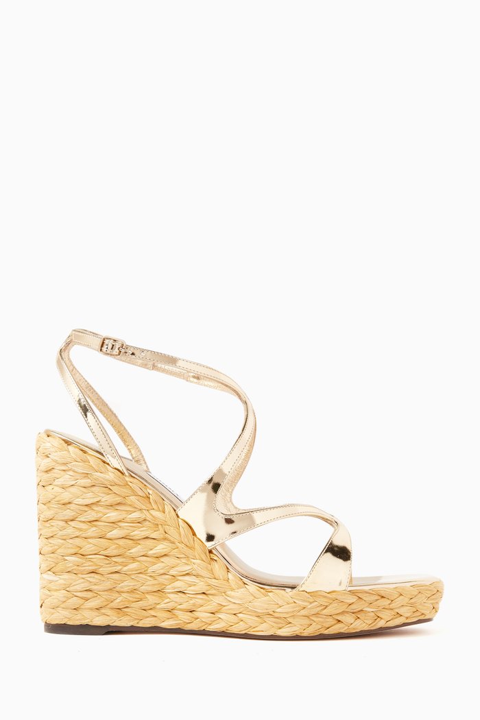

Ayla 110 Wedge Sandals in Metallic Leather, Gold