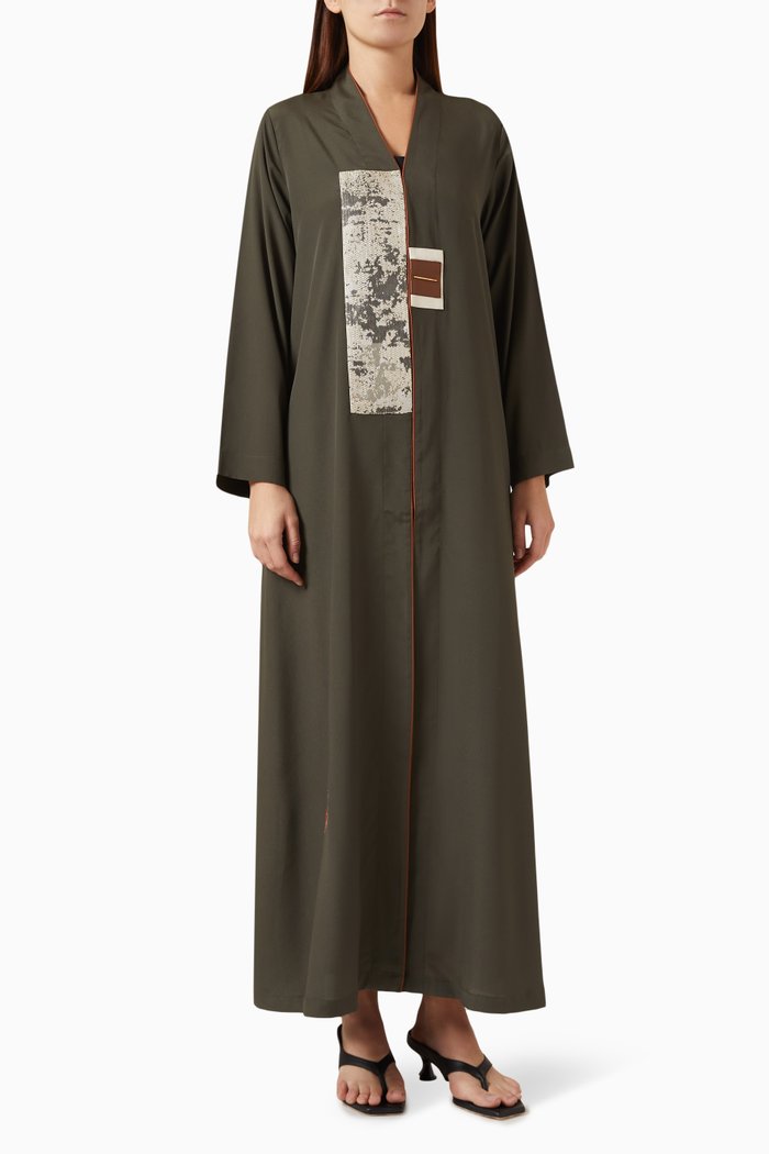 

Abstract-patch Abaya in Crepe, Green