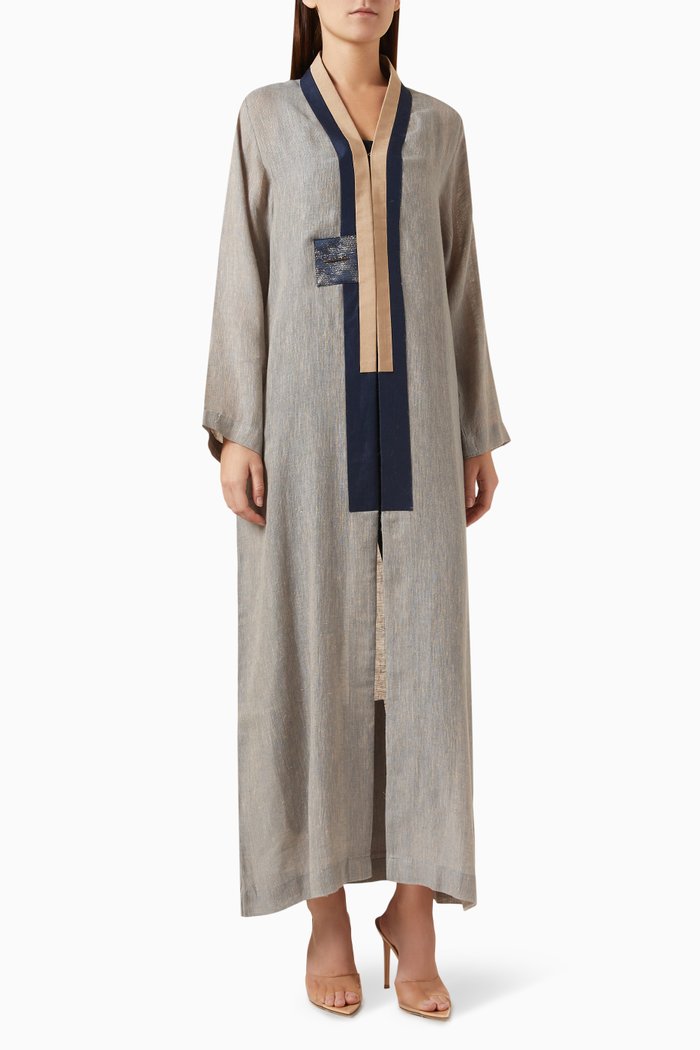 

Straight-cut Abaya in Linen, Blue