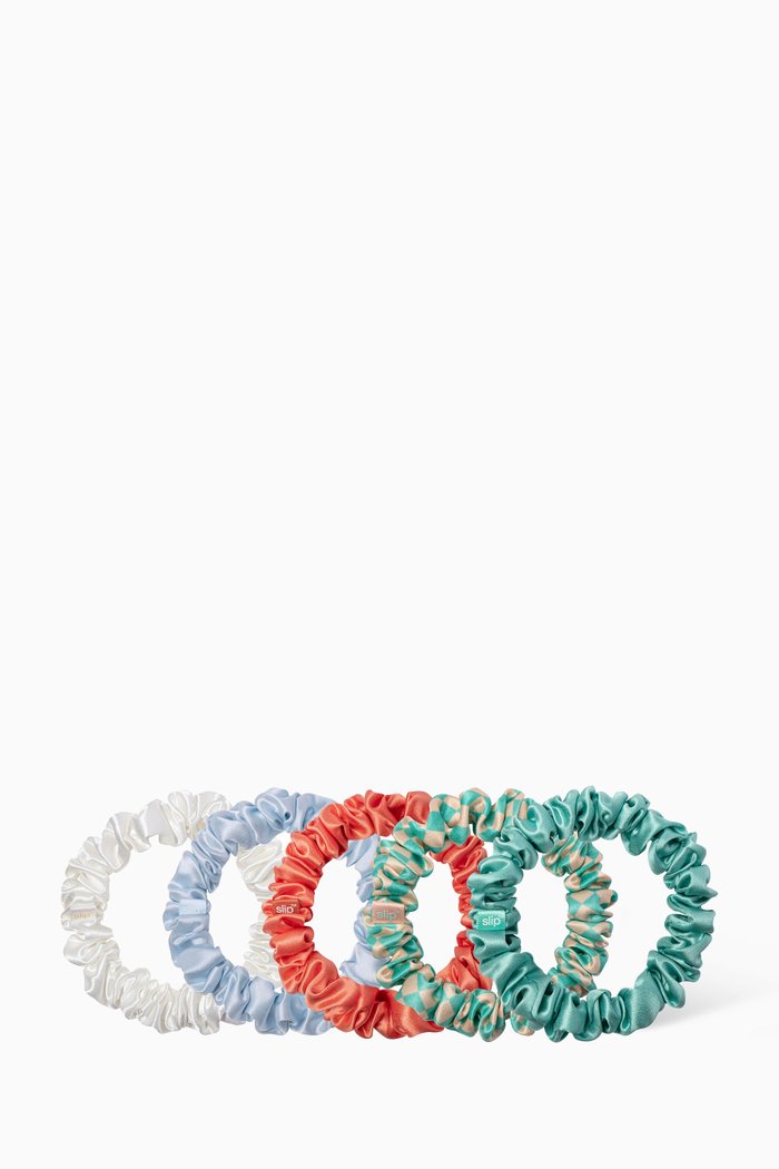 

Seashell - Midi Scrunchies in Pure Silk, Set of 5, Colourless