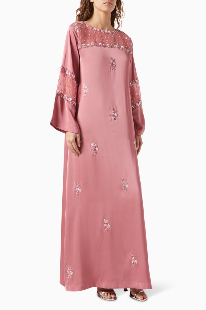 

Sequin-embellished Kaftan in Crepe, Pink