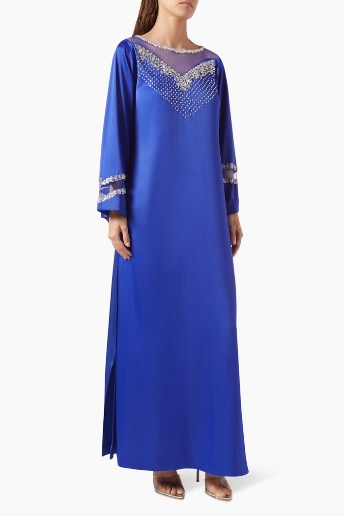 

Sequin-embellished Kaftan in Crepe, Blue