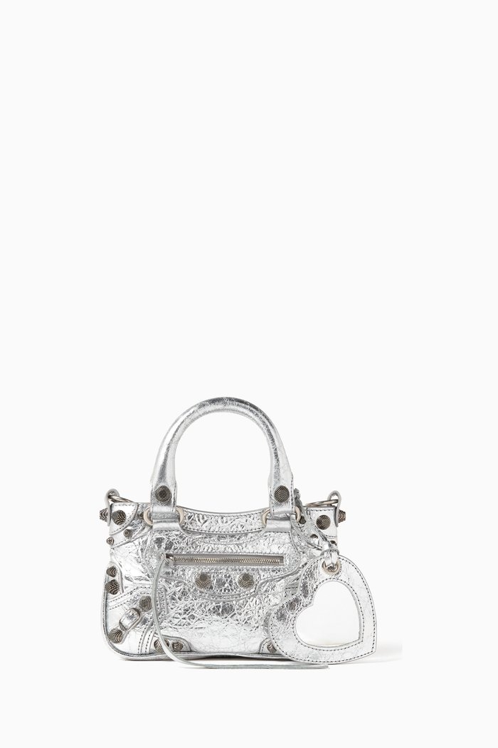 

Mini Neo Cagole Tote Bag in Arena Lambskin, Silver