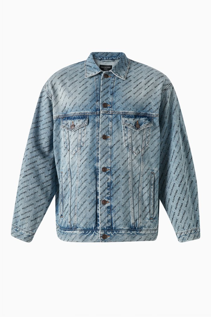 

Unisex Stencil Allover Large-fit Jacket in Denim, Blue