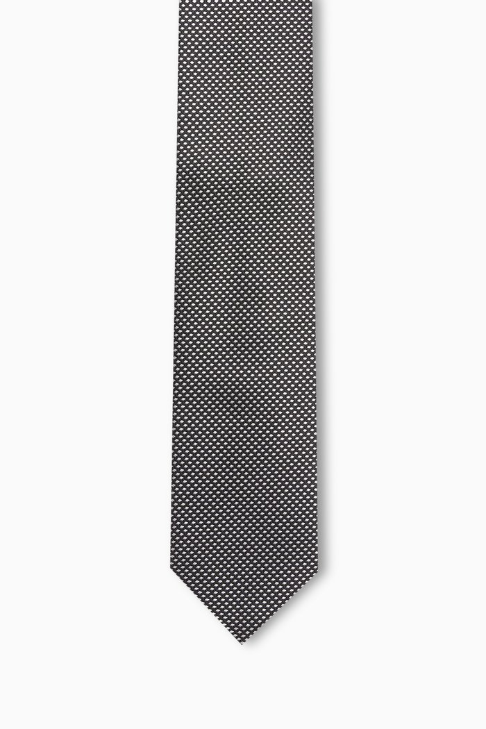 

Geometric Woven Tie in Silk, Black