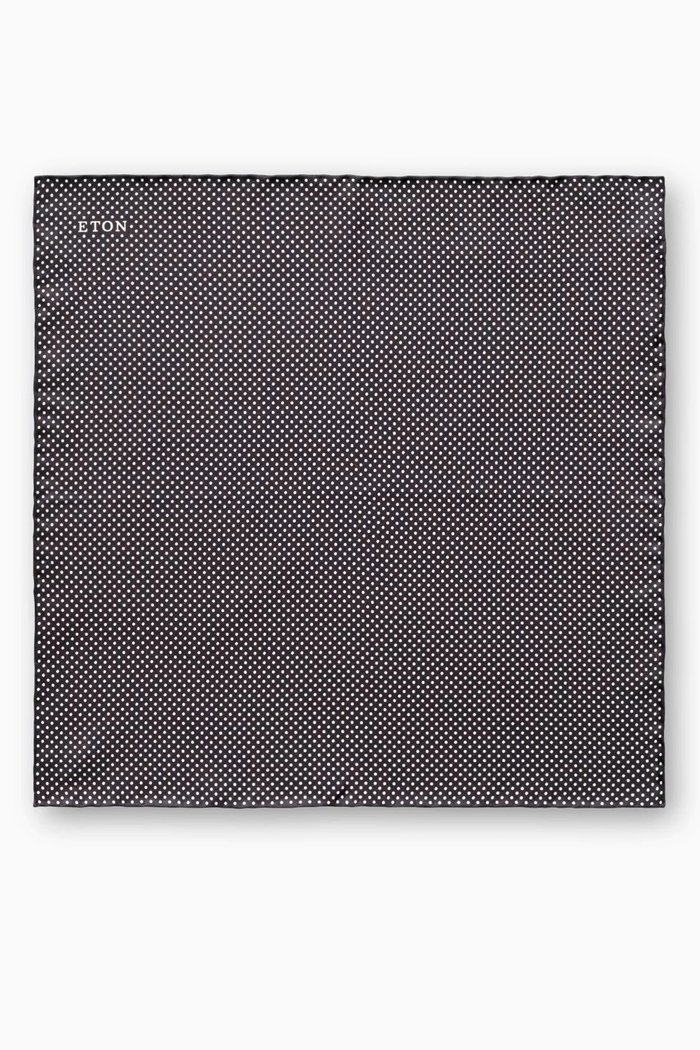 

Polka Dots Pocket Square in Silk, Black