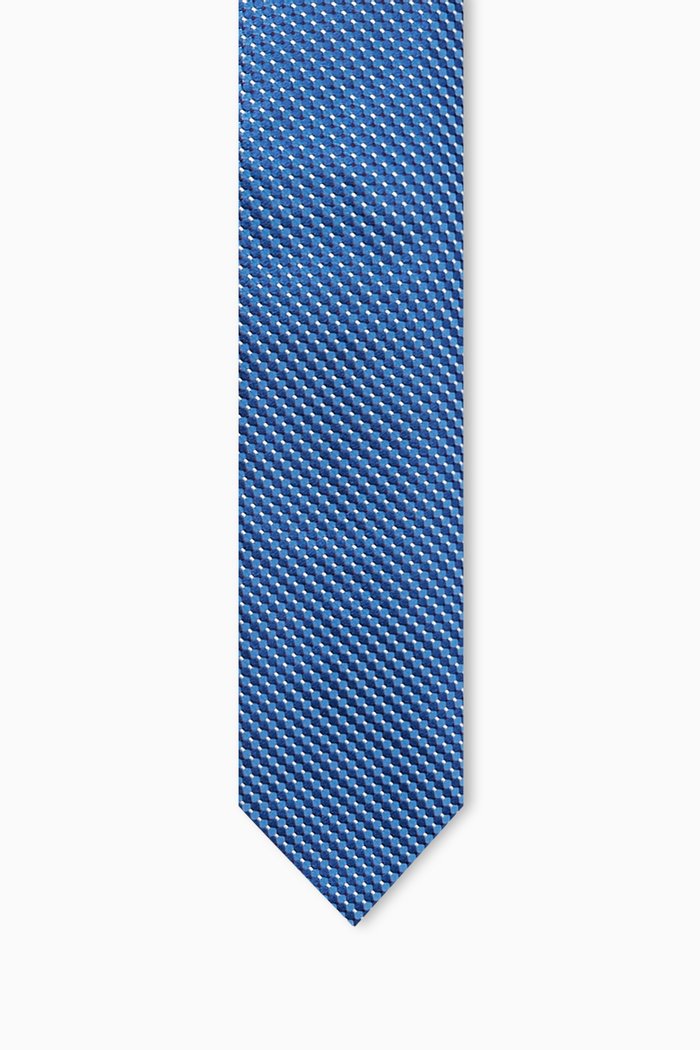 

Geometric Tie in Silk, Blue