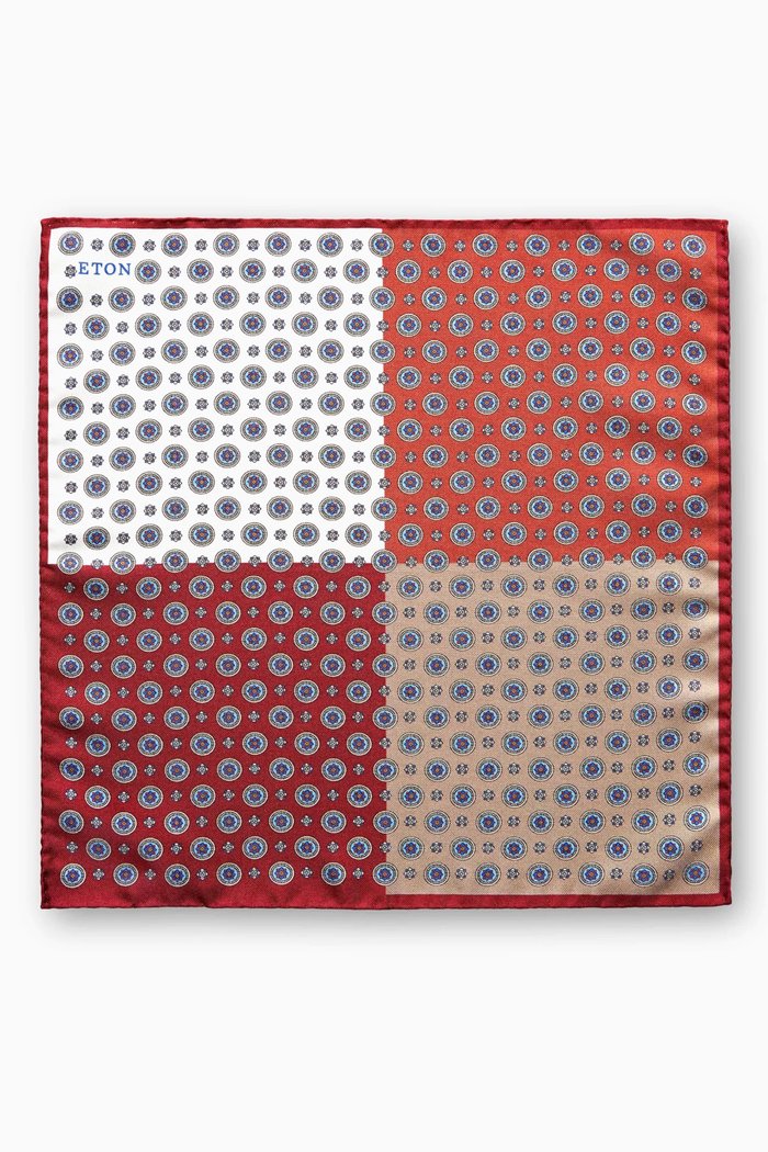 

Four Squares Pocket Square in Silk, Brown