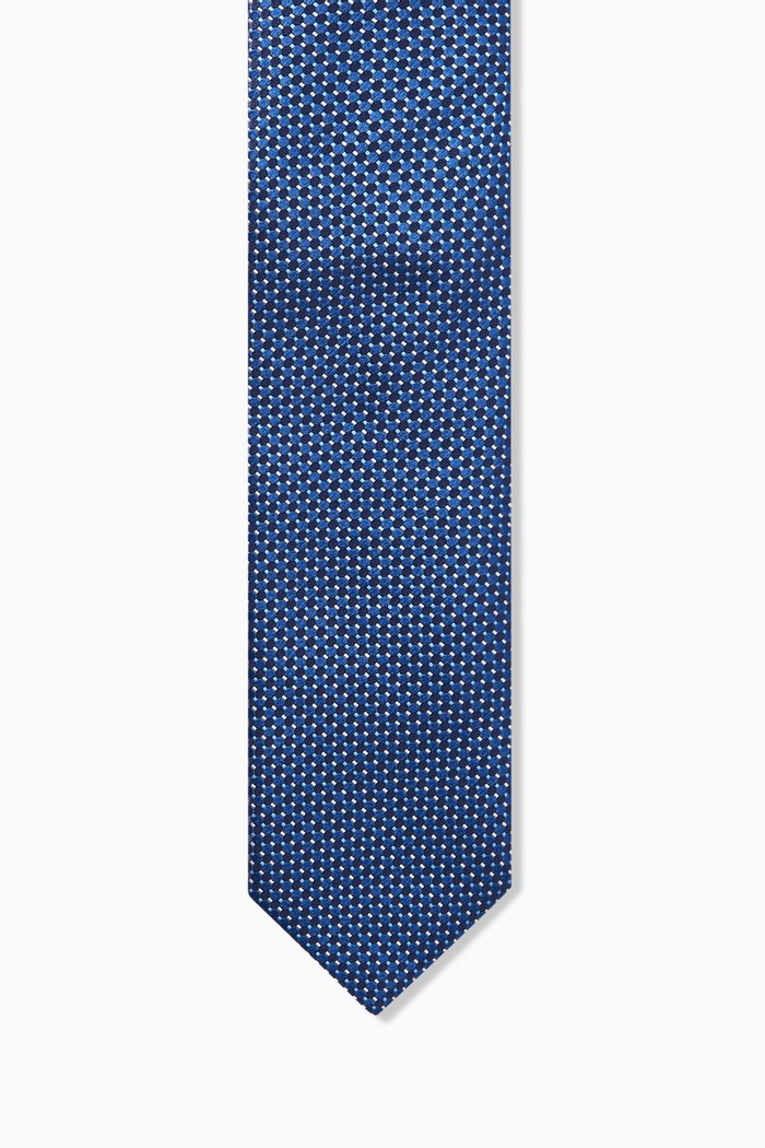 

Geometric Tie in Silk, Blue