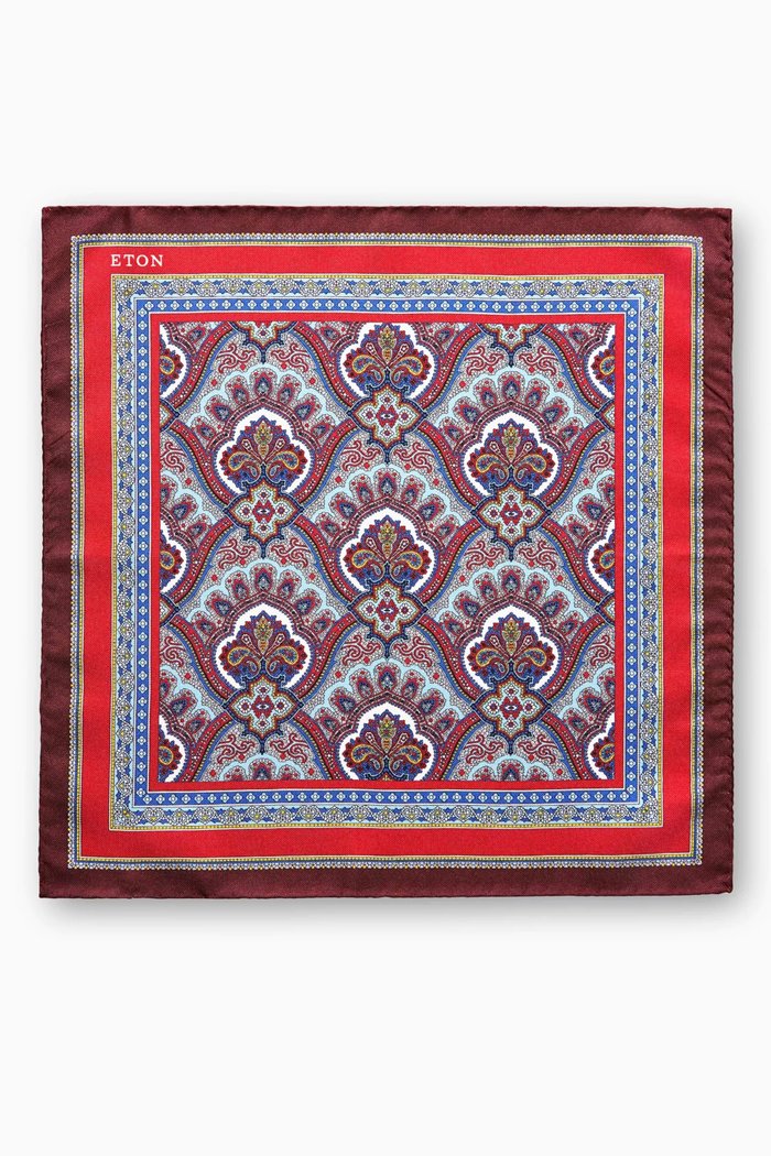 

Paisley Pocket Square in Silk, Red