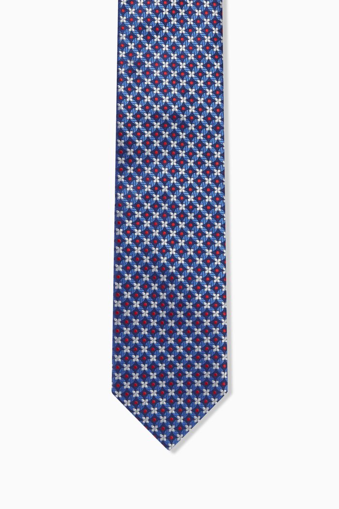 

Floral Tie in Silk, Blue