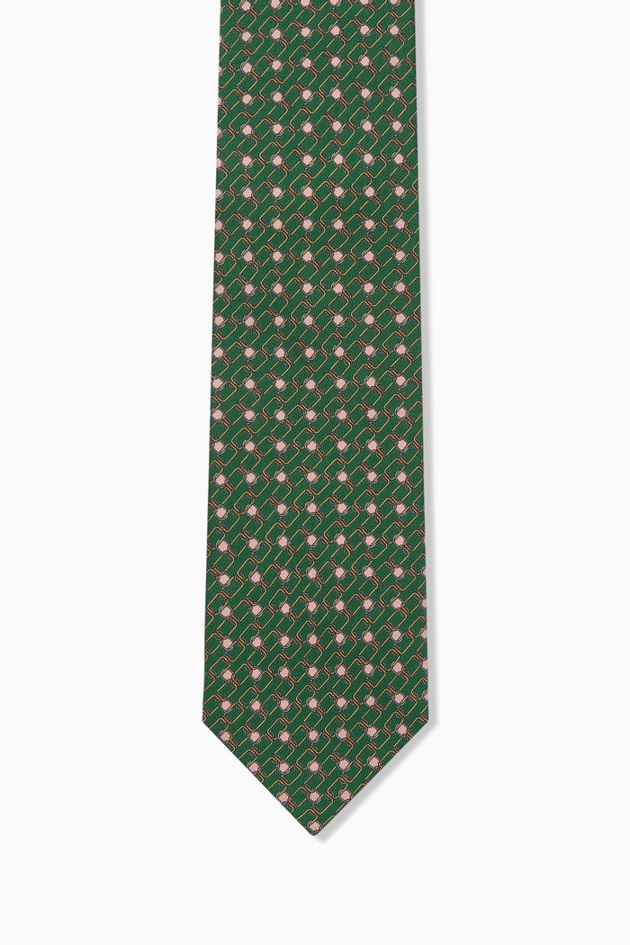 

Geometric Tie in Silk, Green