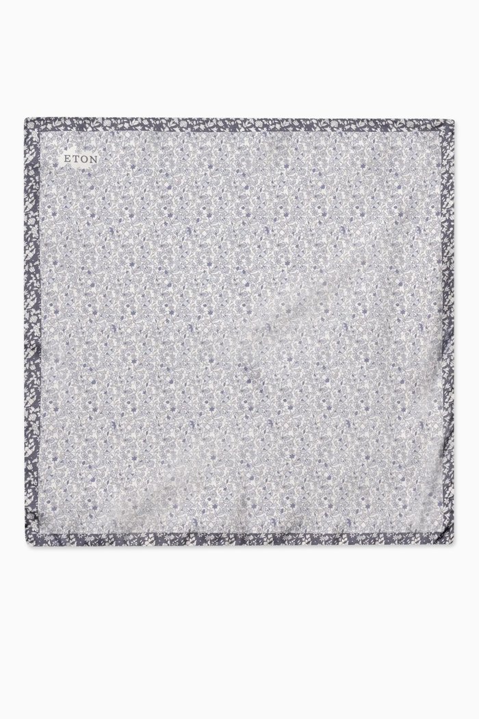 

Floral Pocket Square in Silk, Blue