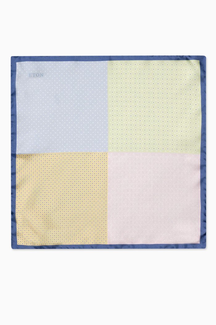 

Four-side Pocket Square in Silk Twill, Blue