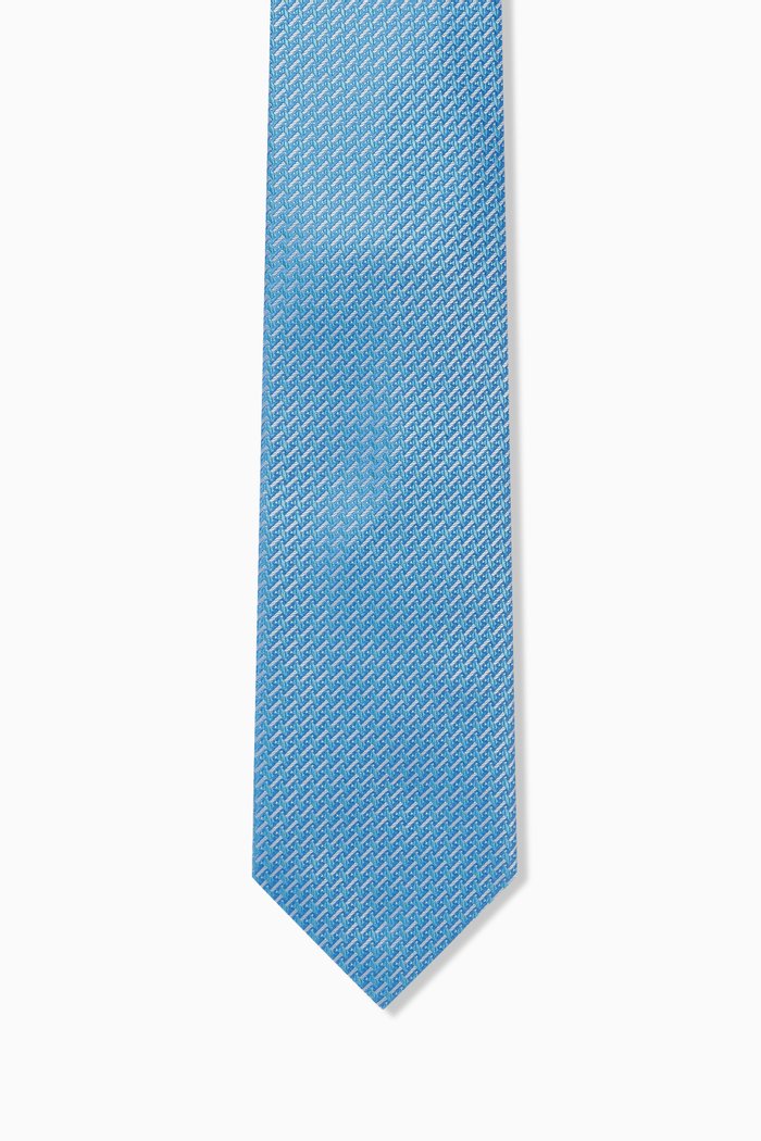 

Geometric Tie in Silk, Blue