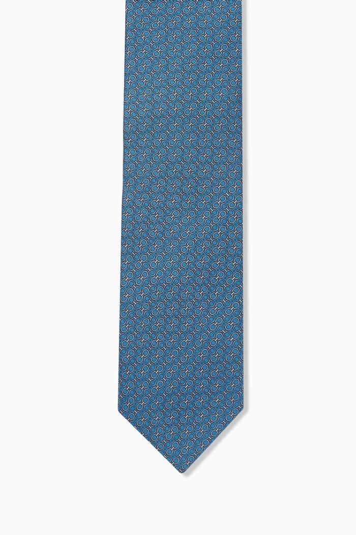 

Geometric Tie in Silk, Blue