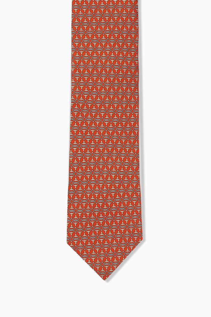 

Geometric Tie in Silk, Orange