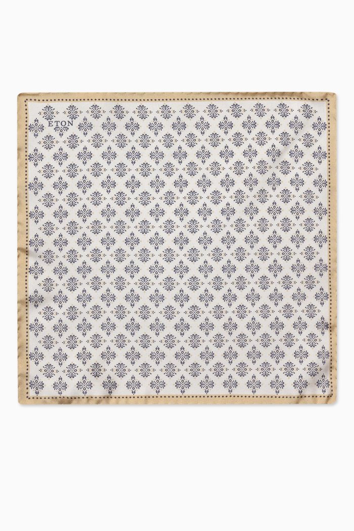 

Geometric Pocket Square in Silk, White