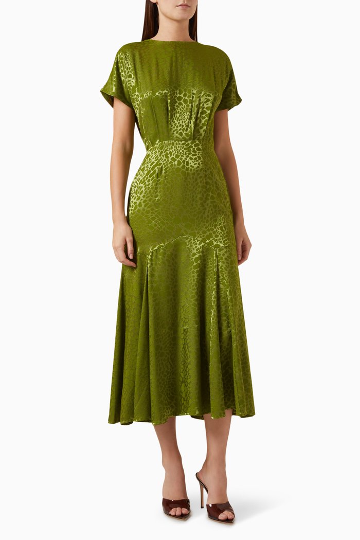 

Erin Midi Dress in Jacquard, Green
