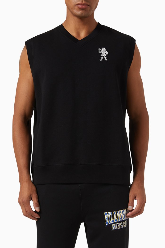 V-neck Vest in Cotton, Black