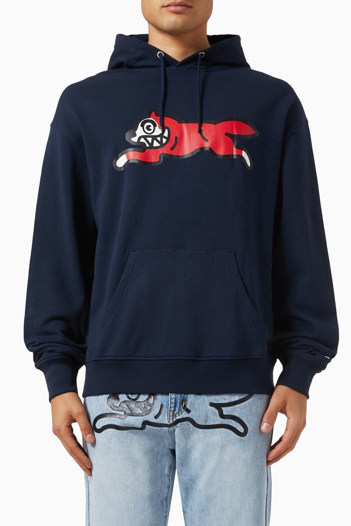

Running Dog Hoodie in Cotton Loopback, Blue