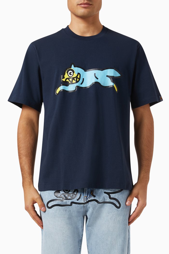 Running Dog T-shirt in Cotton-jersey, Blue