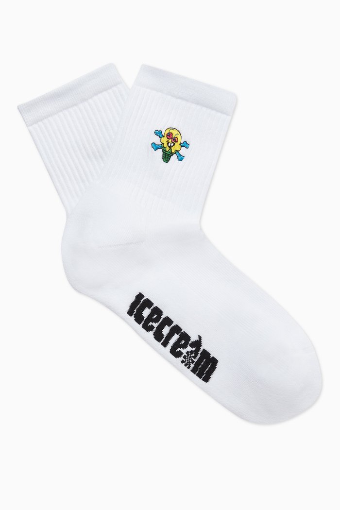 Cone & Bones Socks in Cotton-blend, White