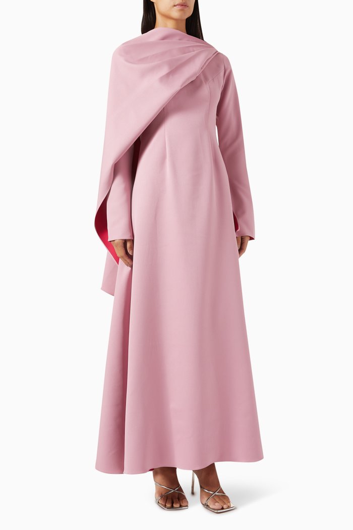 

Scarf-neckline Maxi Dress in Crepe, Pink