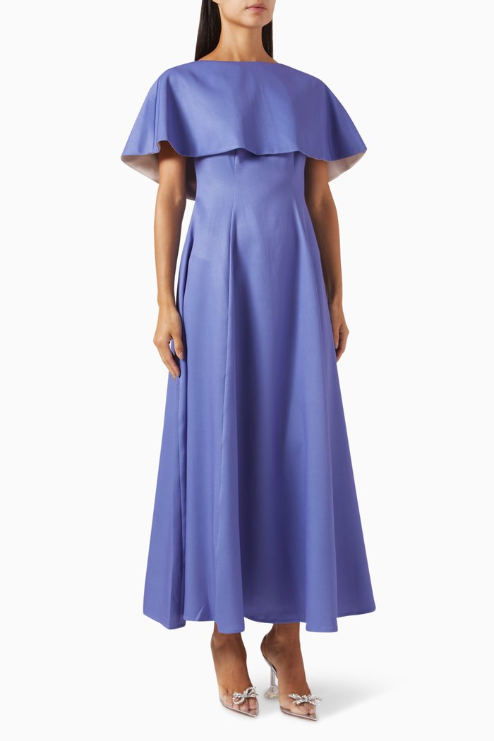 

Cape-collar Maxi Dress in Crepe, Neutral