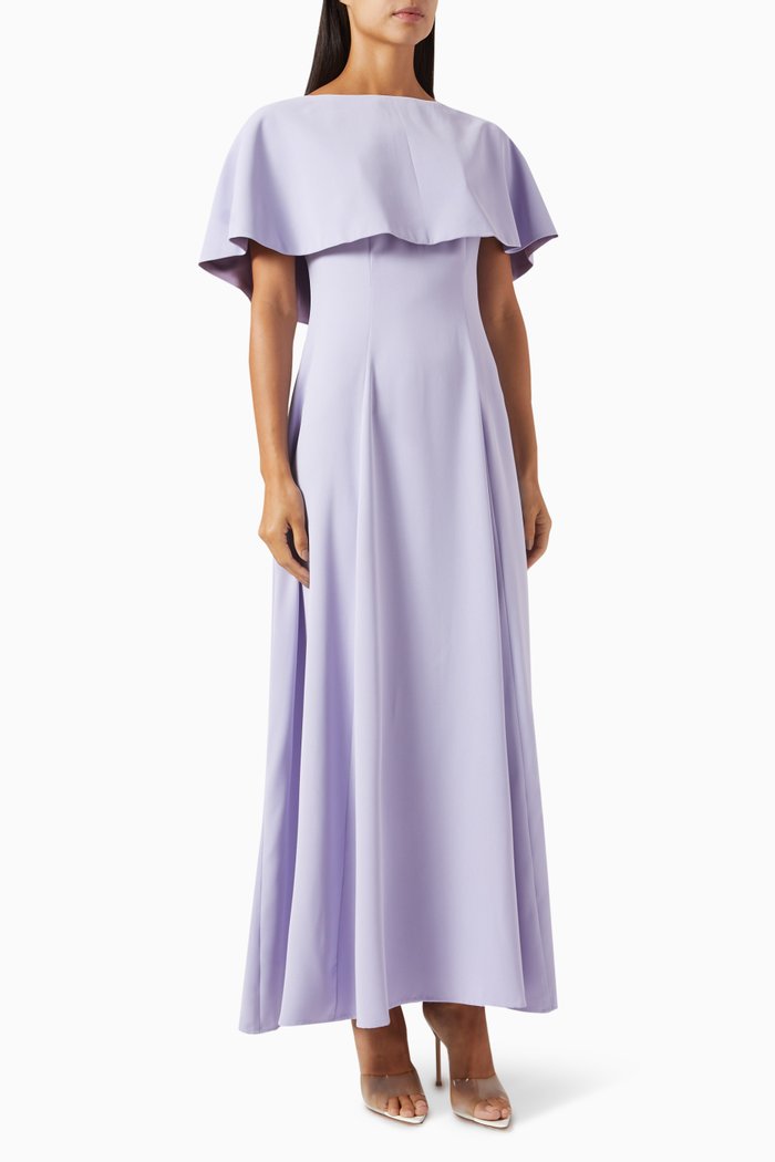 

Cape-collar Maxi Dress in Crepe, Purple