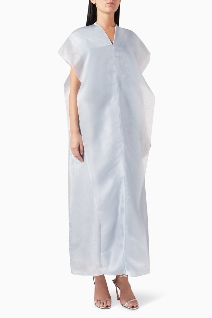 

Draped Kaftan in Silky Organza, Blue