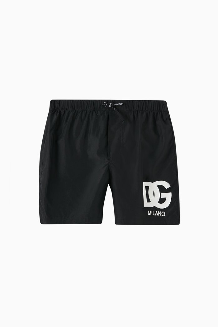 

Logo-print Swim Shorts in Technical Fabric, Black