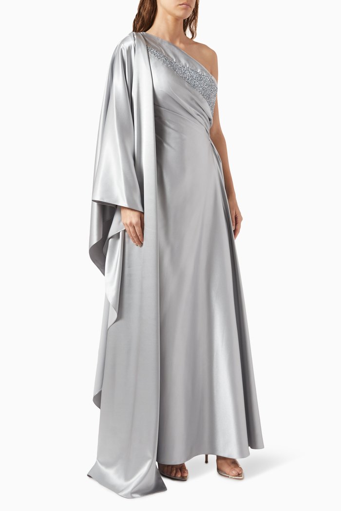 

Nerine Gown in Crepe Silk, Grey
