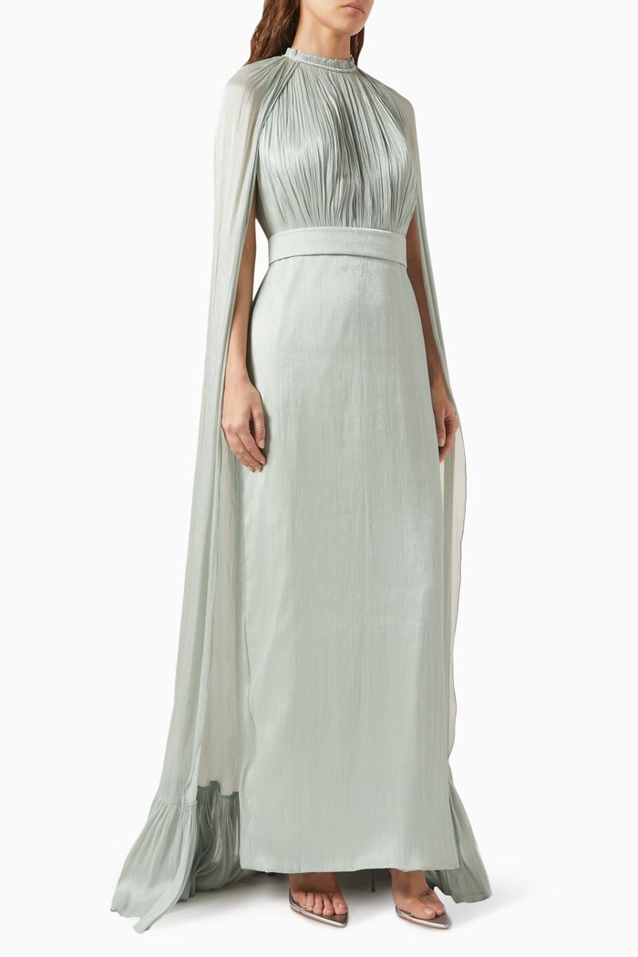 

Aya Gown in Light Organza & Silk, Green