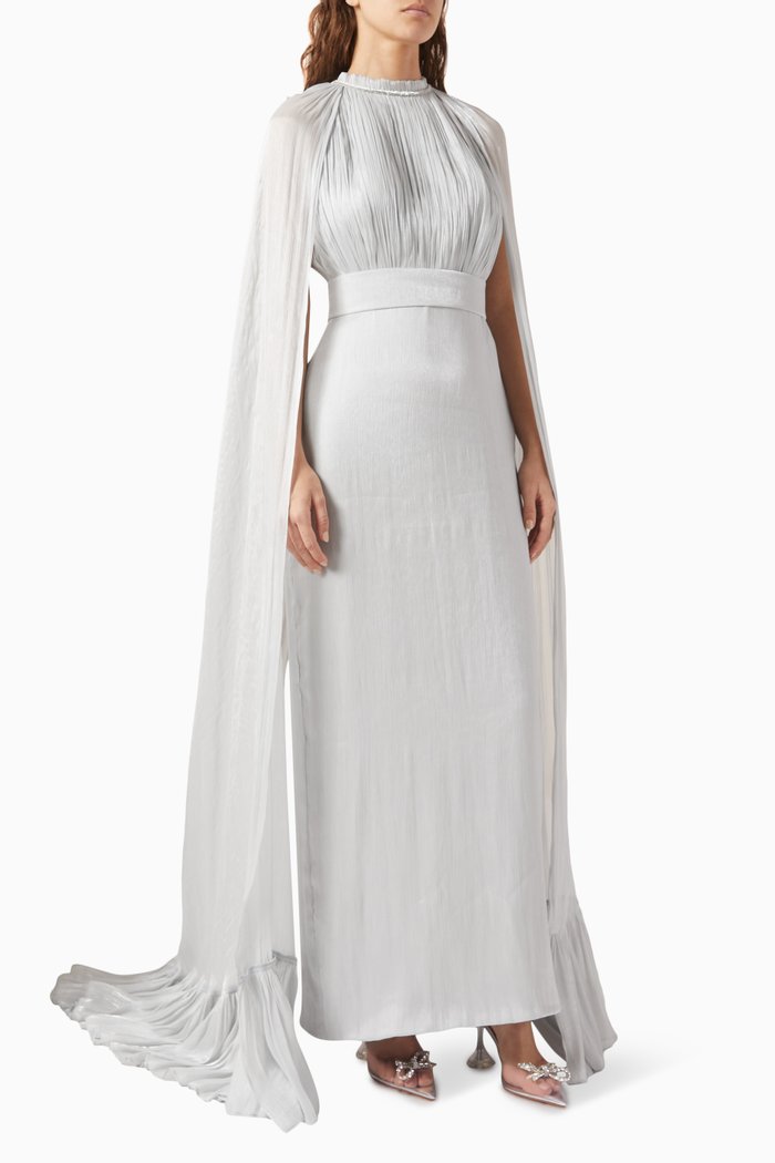 

Aya Gown in Light Organza & Silk, Grey