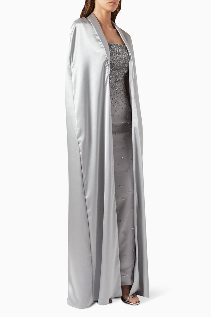Lyra Gown in Crepe Silk, Grey