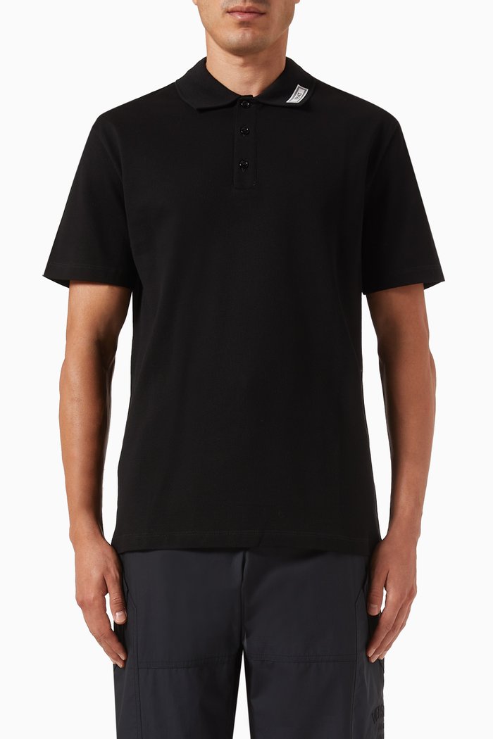 

90s Vintage Logo Polo Shirt in Cotton Piqué, Black