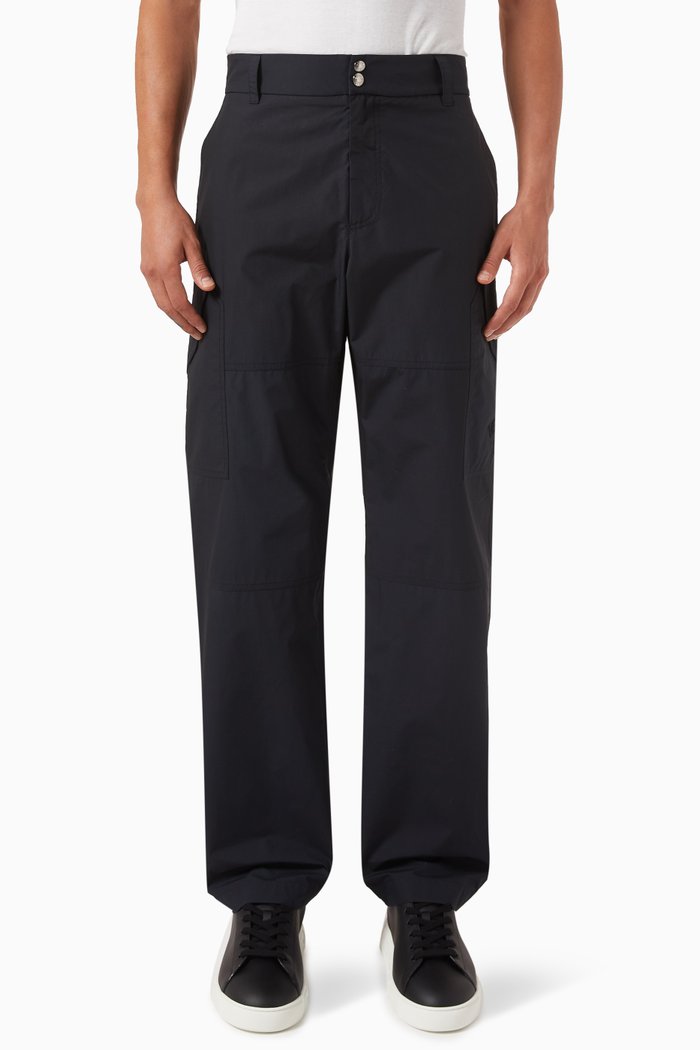 

Embroidered Logo Stamp Pants in Cotton Gabardine, Black