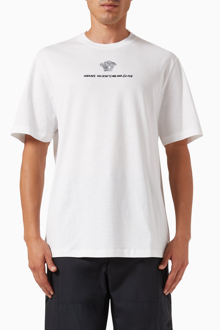 

Medusa & Logo Embroidered T-shirt in Cotton, White