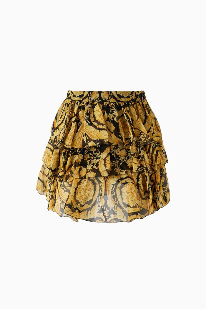 

Barocco-print Ruffled Skirt in Georgette, Multicolour