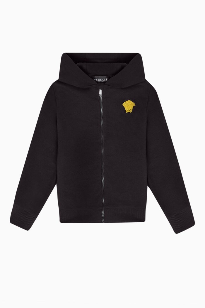 

Embroidered Zip Hoodie in Cotton Fleece, Multicolour