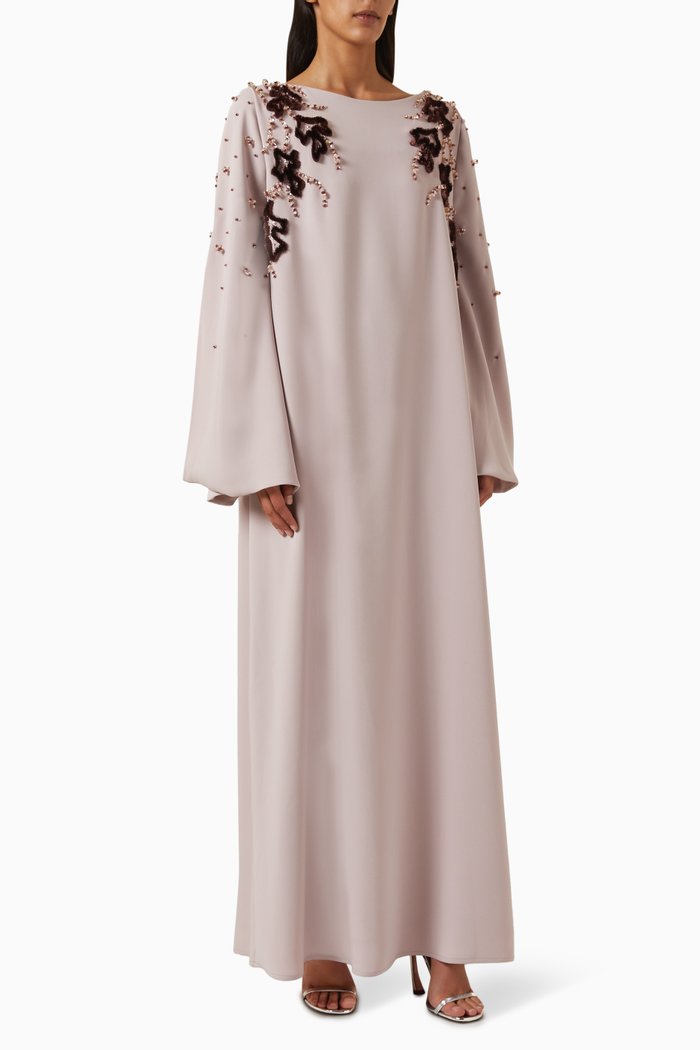 

Bead-embellished Kaftan in Crepe, Pink
