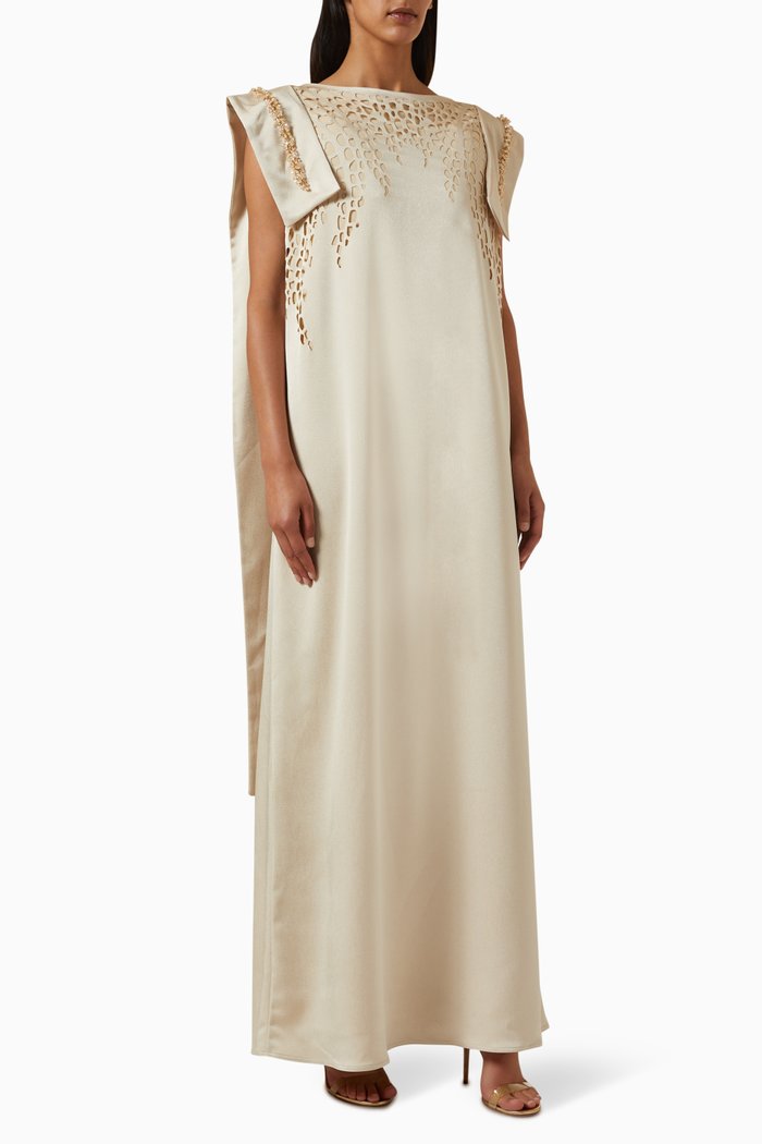 

Embellished Cut-out Kaftan, Yellow